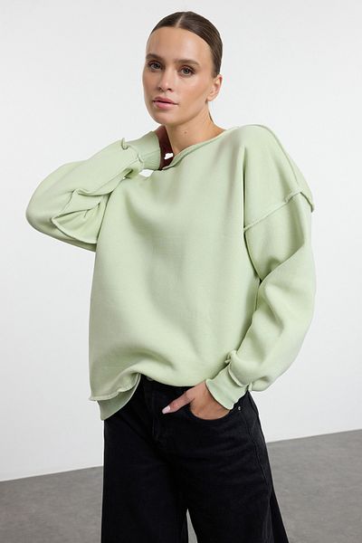 Trendyol Collection Mint Oversize/Wide Fit Karyoka Prošívaná tlustá fleecová pletená mikina TWOAW22SW0267