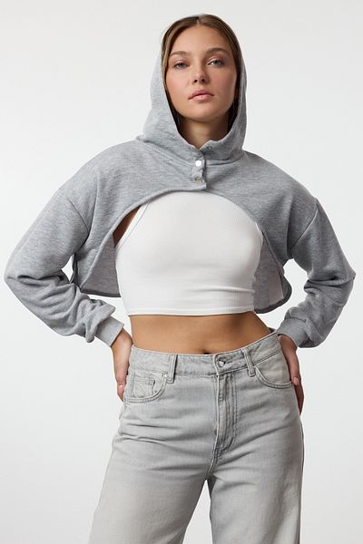 Trendyol Collection Melange Gray Knitted Sweatshirt - Twoaw25Sw00091