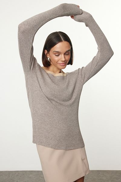 Trendyol Collection Knitwear Sweater - Mink Collar Detail, Twoaw25Kz00208