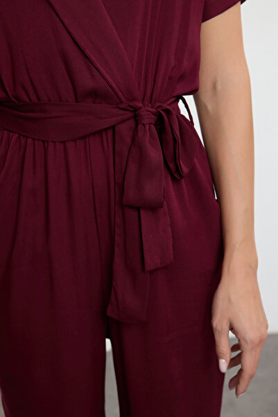 Trendyol Collection Ολόσωμη φόρμα με μπορντό υφαντό ύφασμα TWOSS19LJ0158