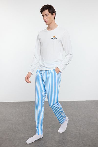 Trendyol Collection Бавовняна піжама в смужку Regular Fit CoupleCift Orme 100 TMNAW25PT00049