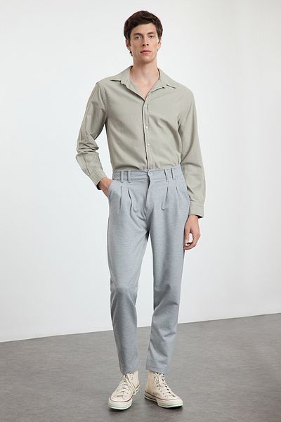 Trendyol Collection Comfortable Stretch Gray Knitted Trousers - Carrot Cut Tmnaw25Pl00016