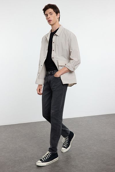 Trendyol Collection Anthracite Skinny Fit Jeans - Ελαστικό ύφασμα, τζιν παντελόνι με λεπτή εφαρμογή TMNAW25JE00005
