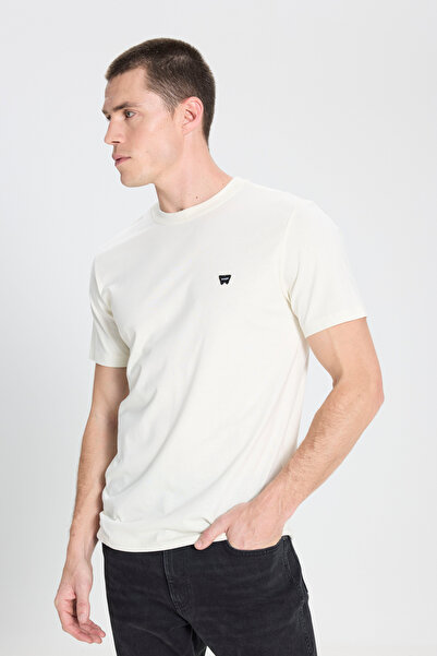 WRANGLER Regular Fit Normal Cut Crew Neck 100% Cotton Broken White T-shirt