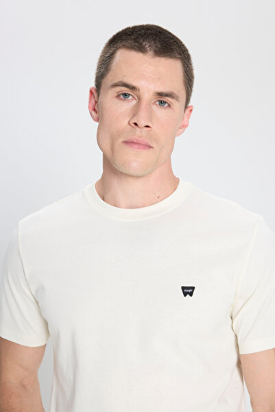 WRANGLER Regular Fit Normal Cut Crew Neck 100% Cotton Broken White T-shirt
