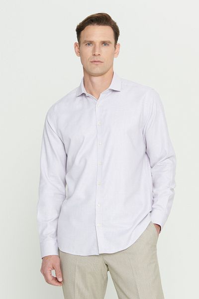 ALTINYILDIZ CLASSICS Claret Red-White Men's Shirt - Slim Fit, 100% Cotton, Dobby Classic Collar