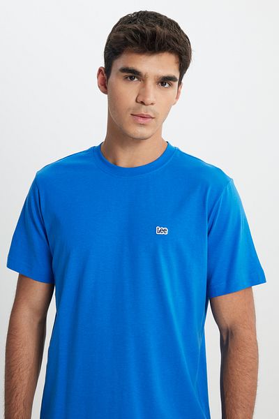 Lee Tricou albastru cu decolteu rotund, 100% bumbac, cu croiala normală