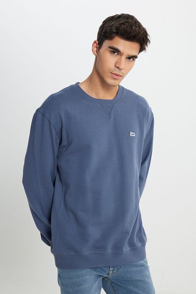 Lee Crew Neck polár indigó pulóver - 100% pamut, normál szabású