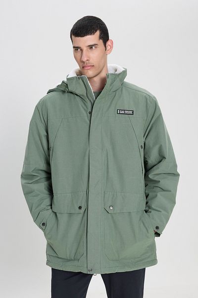 Lee Light Green Hooded Regular Fit Parka Jacket