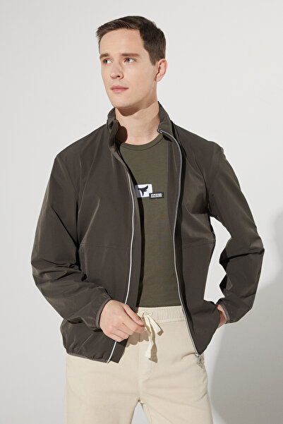 ALTINYILDIZ CLASSICS Ανδρικό παλτό Χακί - Standard Fit, με φερμουάρ και κουκούλα