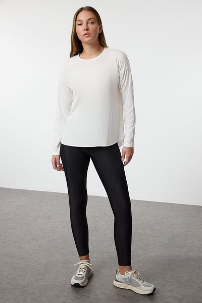 Trendyol Collection Scuba Fabric White Diver - Reflector Printed Blouse Thmaw25Bz00009
