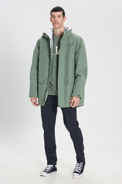 Lee Regular Fit Normal Kesim Kapüşonlu Açık Yeşil Parka Ceket