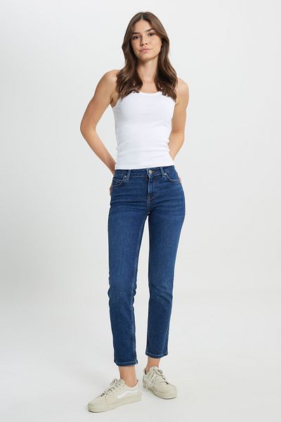 Lee Marion Straight Fit Straight Cut Stretch-Jeans mit normaler Taille