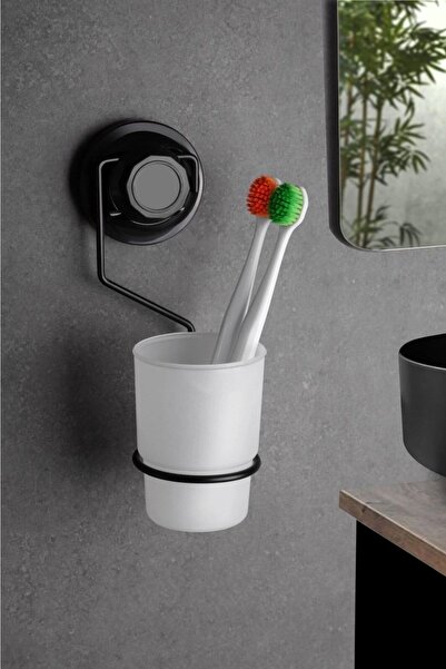 LarinHome Yapışkanlı Diş Fırçalık Siyah