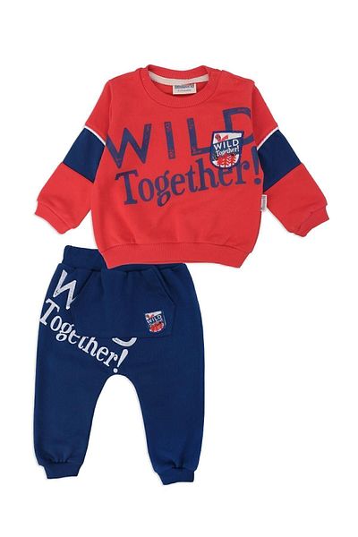 Bebelop Baby Boy Together Text Printed 2-Piece Top and Bottom Tracksuit Set