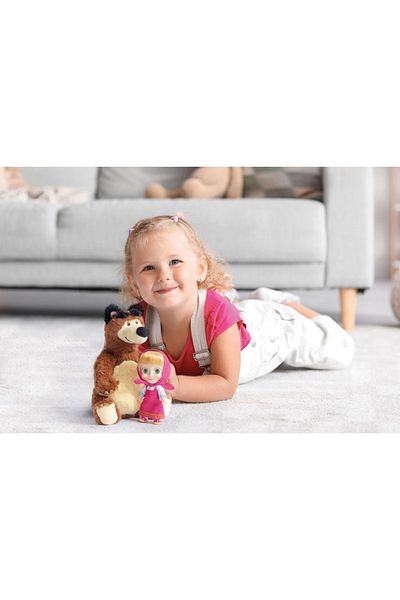 TOYFEST Masha and the Bear 2-Piece Figure Set - Masha and The Bear (Masha 12 cm) & Big Bear Plush (20 cm)