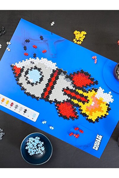 TOYFEST Plus - Plus Minecraft Temalı Puzzle by Number Rocket - Numaralı Roket Puzzle Lego Yapı Oyuncağı 3930