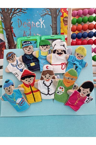 TOYFEST مجموعة أنشطة لعبة دراما الأصابع مكونة من 10 قطع - المهن