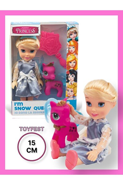 TOYFEST Prenses Bebekler - Snow Queen Karlar Kraliçesi Elsa Ve Pony - 15 Cm