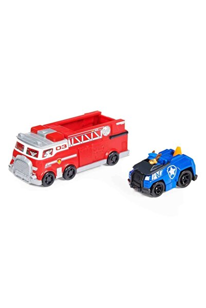 TOYFEST Paw Patrol True Metal Fire Squad Vehicle - Marshall and Chase Cars 6 - 12 cm