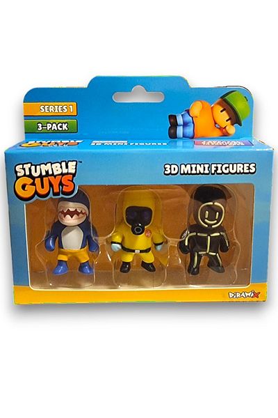 TOYFEST مجموعة مجسمات Stumble Guys Series 1 - 3D Mini مكونة من 3 قطع - 3 قطع Megalodon Hazmat NBC Glowman - 5 سم