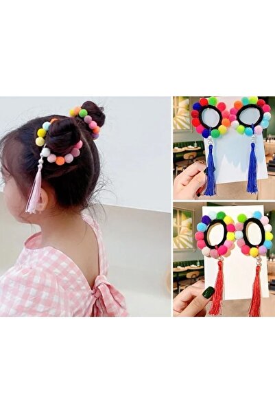 MutluBiDünya Lily Kız Çocuk Ponponlu Topuz Lastik Tokası