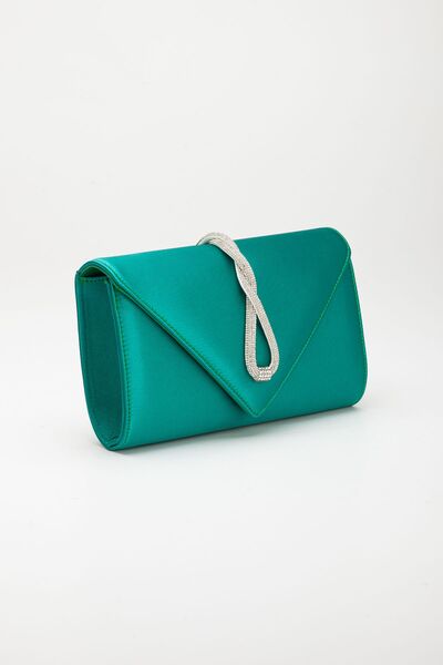GULT Geantă plic portofoliu din satin verde