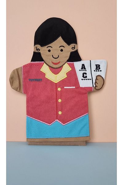 TOYFEST Embroidered Fabric Professions Hand Puppet - Teacher