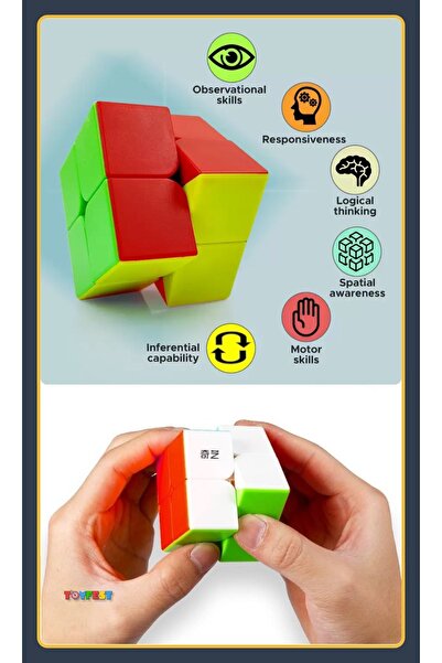 TOYFEST 2X2 QY Speed Zeka Küpü Stickersız Akıl Küpü Rübik Küp