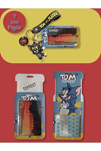 TOYFEST Tom & Jerry - Figürlü Yumuşak Silikonlu Anahtarlık Çanta Aksesuarı ve Kartlık 2si bir Arada - 2 ADET