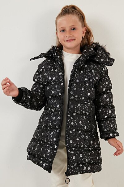 Lela Winter Long Coat with Faux Fur Collar, Removable Hooded Plush Lining, Girl's Coat 576005