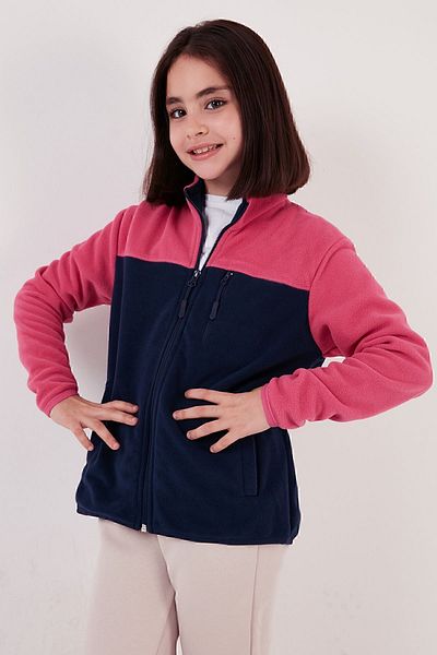Lela Soft Textured Zippered Color Block Stand Collar Pocket Polar Unisex Children's POLAR 5905001