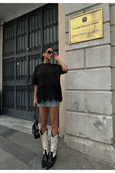 LADİN Ladin Etek Kısmı Pamuk Brode Tişört