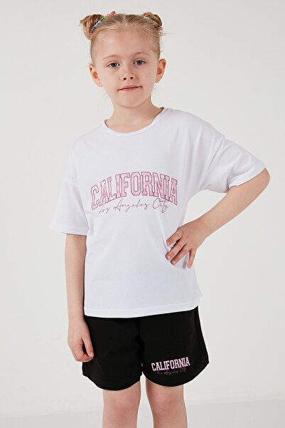 Lela Cotton Printed Crew Neck Shorts Top and Bottom Set Girl's SET6212004