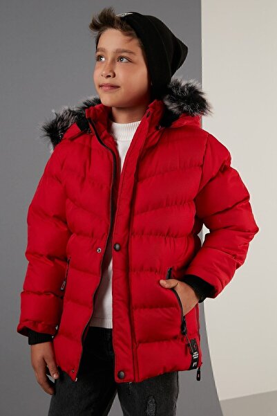 Lela Faux Fur Plush Lined Removable Hooded Coat Boy's Coat 5763028