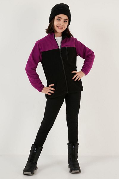 Lela Textura moale, cu fermoar, bloc de culoare, buzunar pentru guler, Polar, unisex, pentru copii, POLAR 5905001