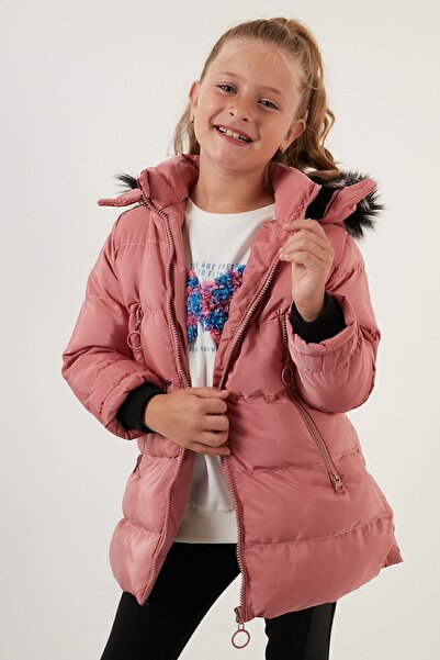 Lela Plush Lined Faux Fur Collar Removable Hooded Winter Girl's Coat 5766038