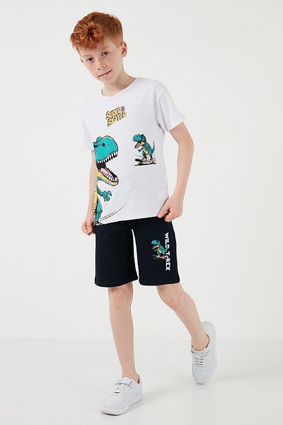 Lela Set de pantaloni scurți de sus și de jos, din bumbac, cu tăiere obișnuită, pentru băieți SET6212013