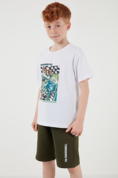 Lela Бавовняний комплект з регулярним кроєм, з велосипедним коміром, шортами та верхньою частиною для хлопчиків TAKIM 6212016