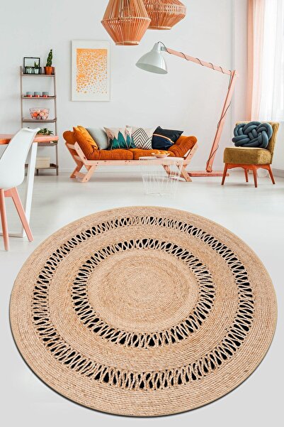 Chilai Home Jute Çap Modern Tasarım Yıkanabilir Kaymaz Taban Halı, Salon Halı...