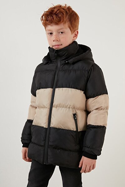 Lela Пухено палто за момче с плюшена подплата и подвижна качулка 57611967