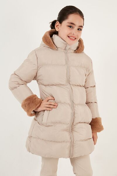Lela Εσωτερικά μαλακή επένδυση με κουκούλα πουπουλένιο παλτό για κορίτσια 5761981