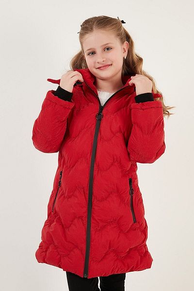 Lela Plush Lined Faux Fur Collar Removable Hooded Winter Coat Girls' Coat 5761905