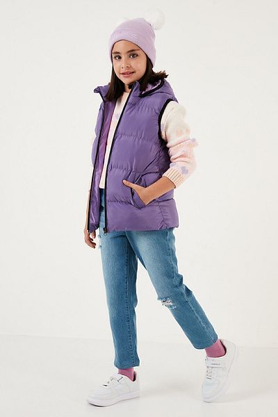 Lela Zippered Hooded Pocket Puffer Vest Unisex Children'S VEST 5761983