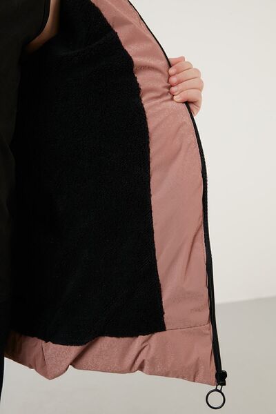 Lela Χειμερινό παλτό για κορίτσι με γιακά από ψεύτικη γούνα, βελούδινη φόδρα, χειμερινό παλτό με αφαιρούμενη κουκούλα 5