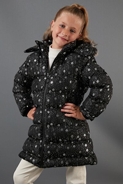 Lela Winter Long Coat with Faux Fur Collar, Removable Hooded Plush Lining, Girl's Coat 576005