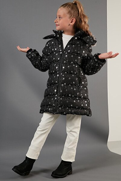 Lela Winter Long Coat with Faux Fur Collar, Removable Hooded Plush Lining, Girl's Coat 576005