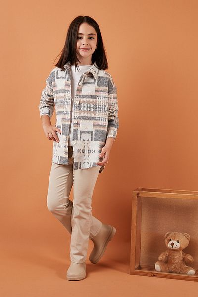 Lela Ethnic Patterned Winter Lumberjack Shirt Girls' SHIRT CF24W81785