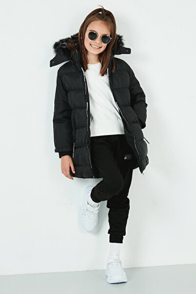 Lela Αποσπώμενη κουκούλα με βελούδινη επένδυση από ψεύτικη γούνα στο πέτο Χειμερινό παλτό για κορίτσια 57690200