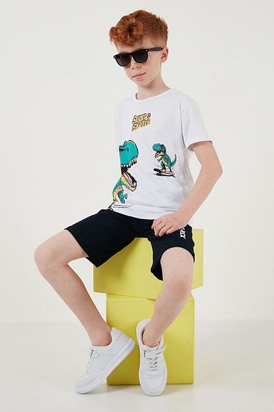 Lela Set de pantaloni scurți de sus și de jos, din bumbac, cu tăiere obișnuită, pentru băieți SET6212013